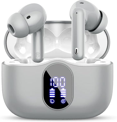 Auriculares Inalámbricos, Bluetooth 5.3 con HD Micrófono HiFi Estéreo Pantalla LED, Reducción de Ruido, 13 mm Controlador dinámico, IP7 Impermeable 36H Cascos Inalambricos